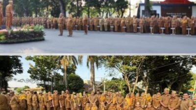 Rifandi Putra, S.STP., M.Si bersama ASN & PPPK Kecamatan Kertapati Mengikuti Apel tingkat Kota di Halaman Rumah Dinas Walikota Palembang